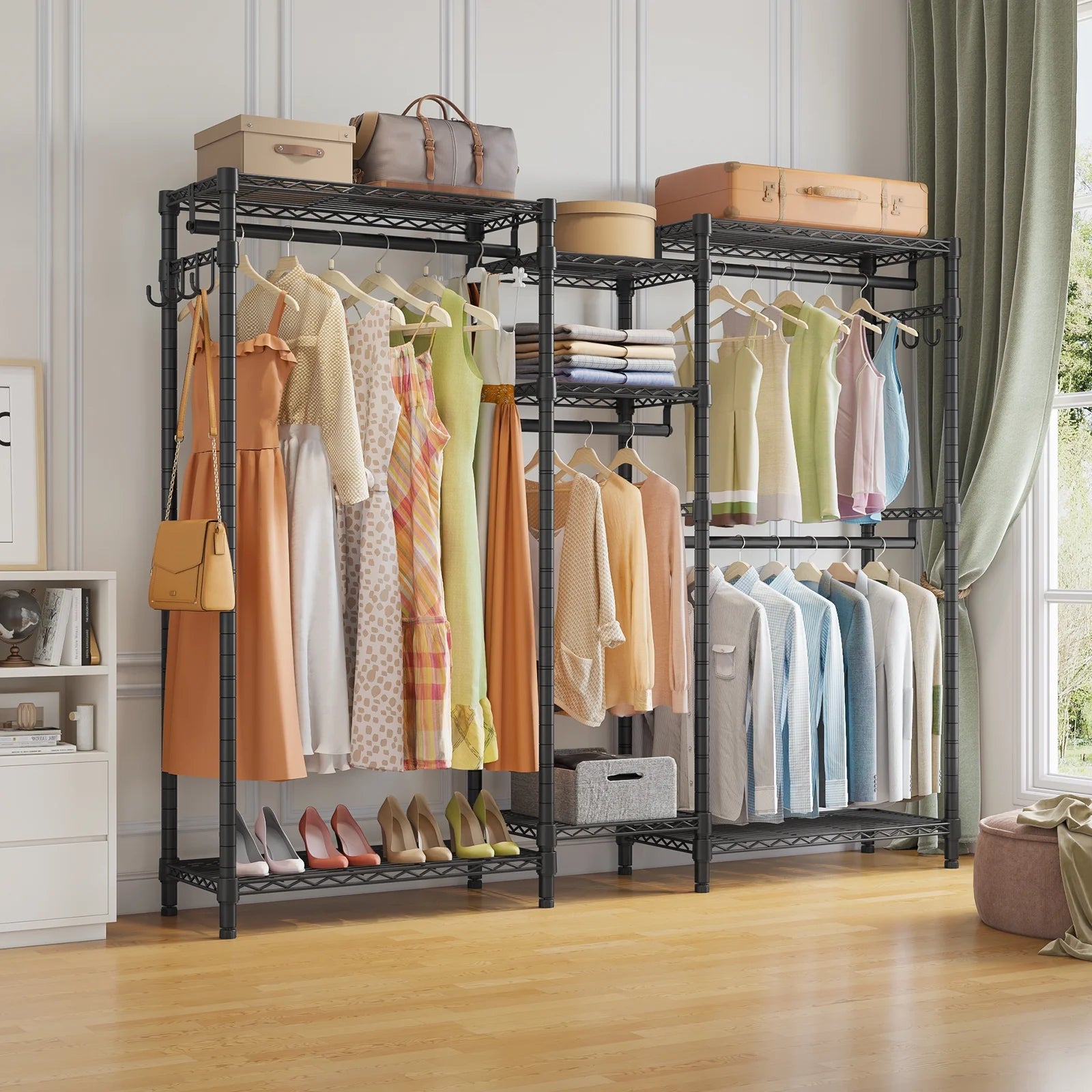 Heavy Duty Portable Clothes Rack, Max Load 800 Lbs, Black Q688