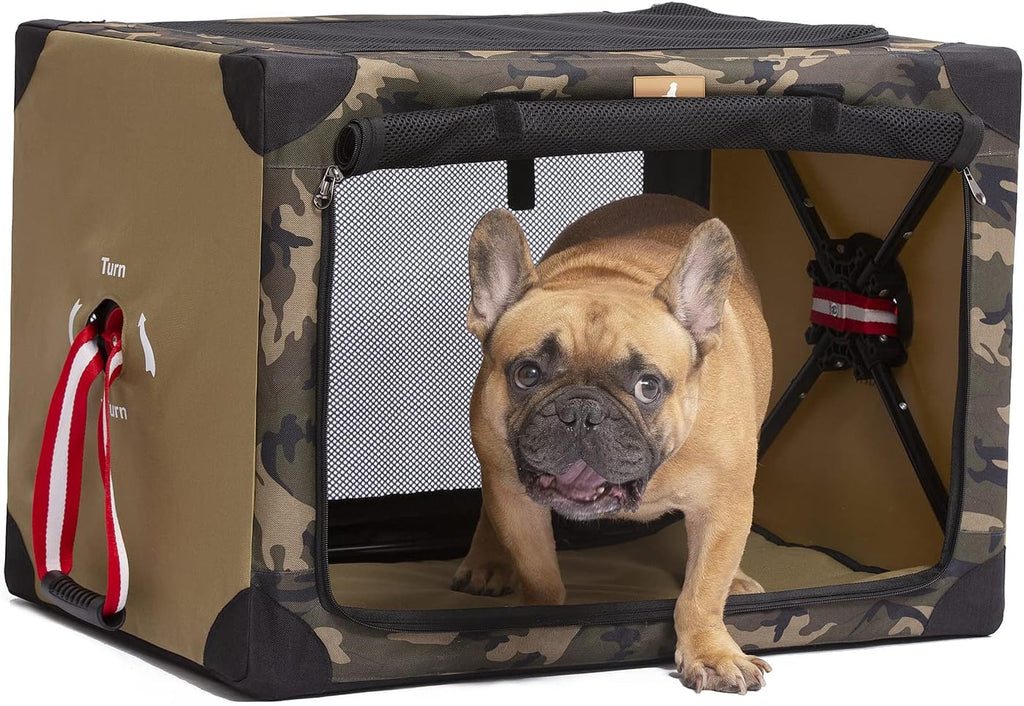 Army Green Large Portable Dog Crate with Carrying Bag O24346