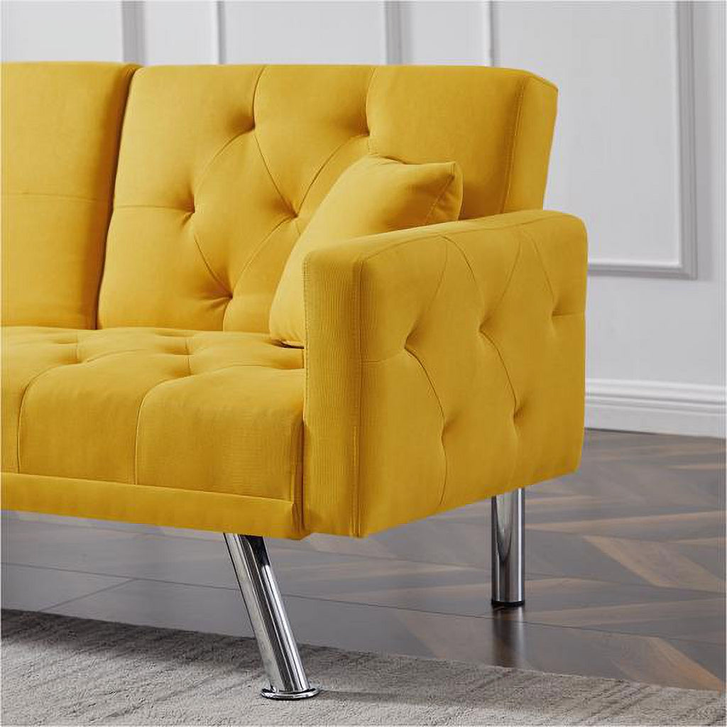 Yellow Linen Convertible Sofa and Bed Z7329