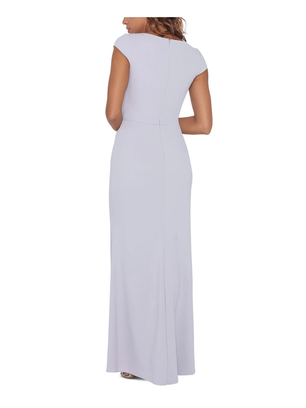 Gray Stretch Zippered Full-Length Formal Gown Dress A141622