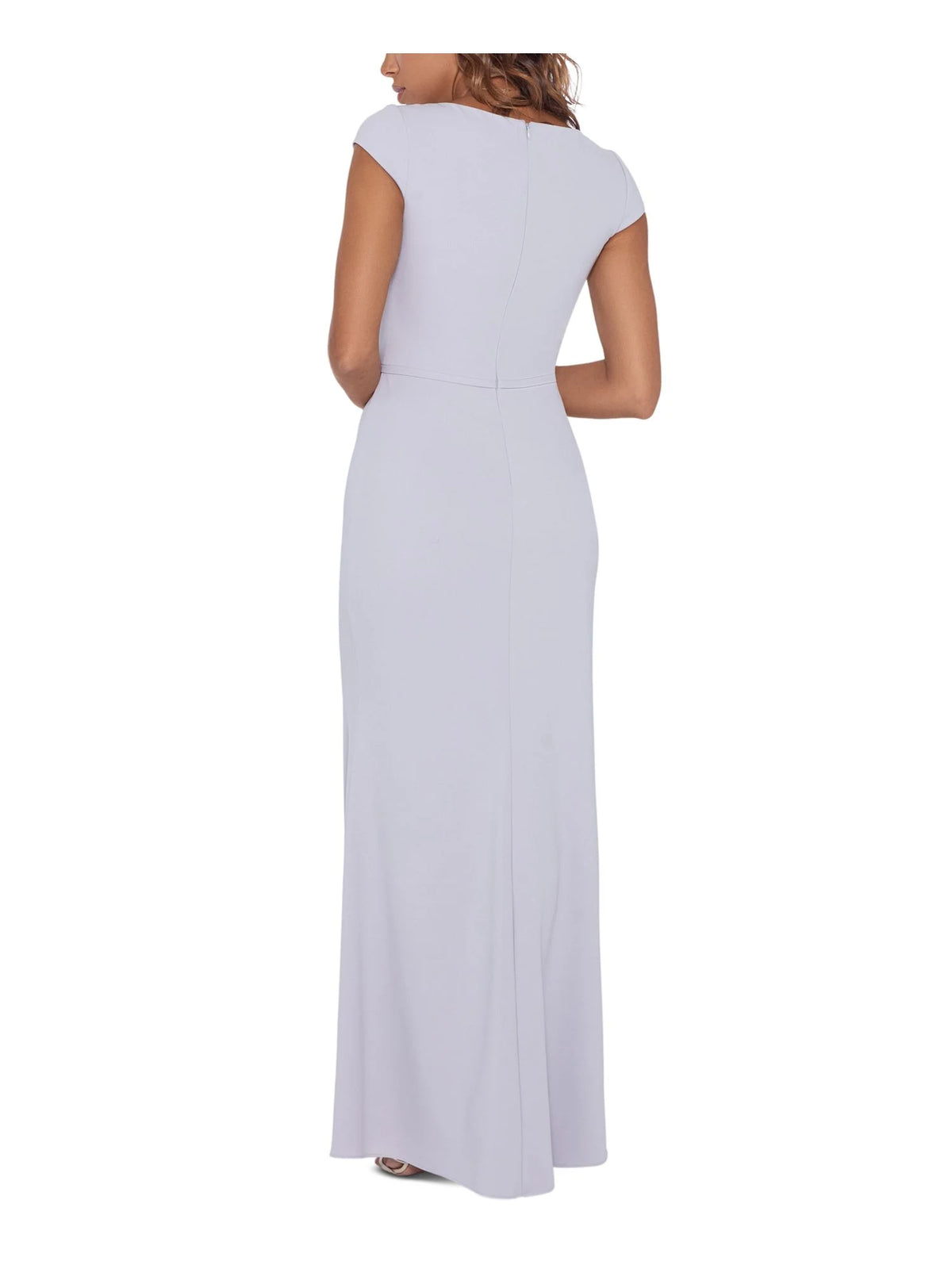 Gray Stretch Zippered Full-Length Formal Gown Dress A141622