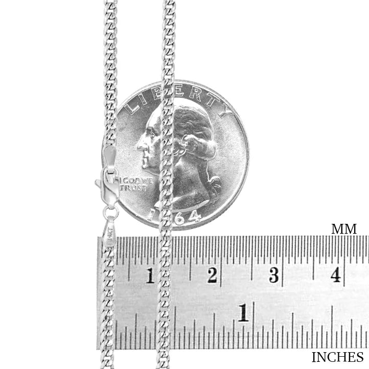 14k White Gold Solid Miami Cuban Link Chain Pendant Necklace 16" - 30" A588688