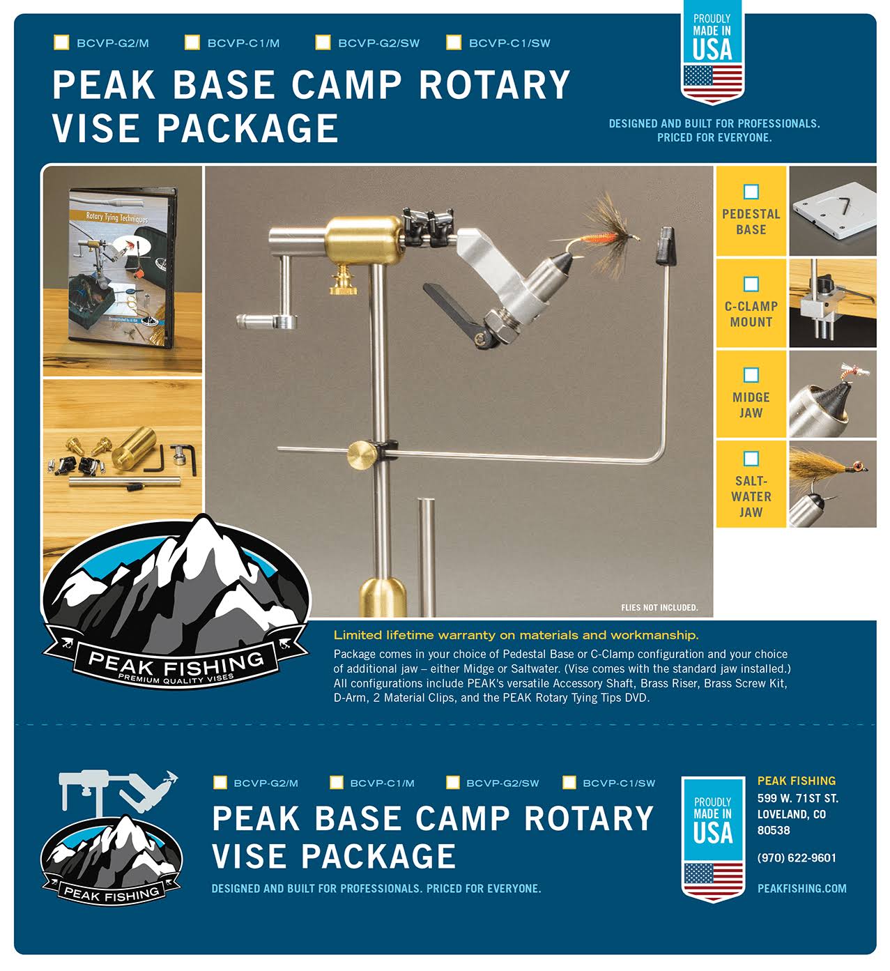 Rotary Base Camp Vise Package with Saltwater C-Clamp B345269