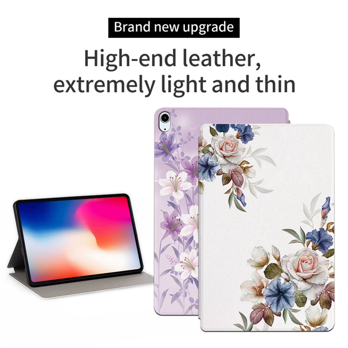 Black Flower Bush iPad 10.9 Inch Stand Cover W3624