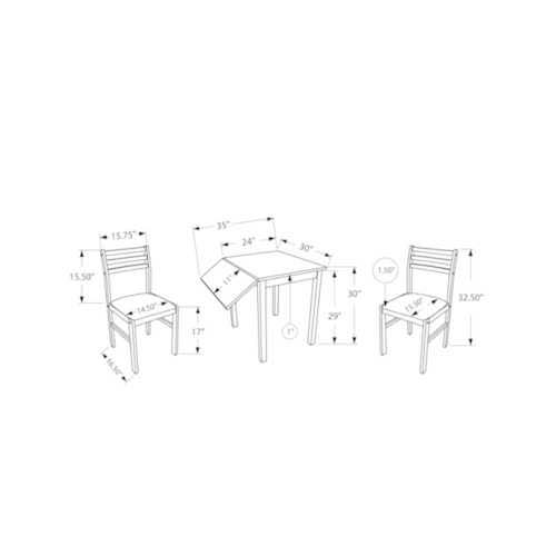 Walnut Beige Solid Wood 3pcs Dining Set E823599