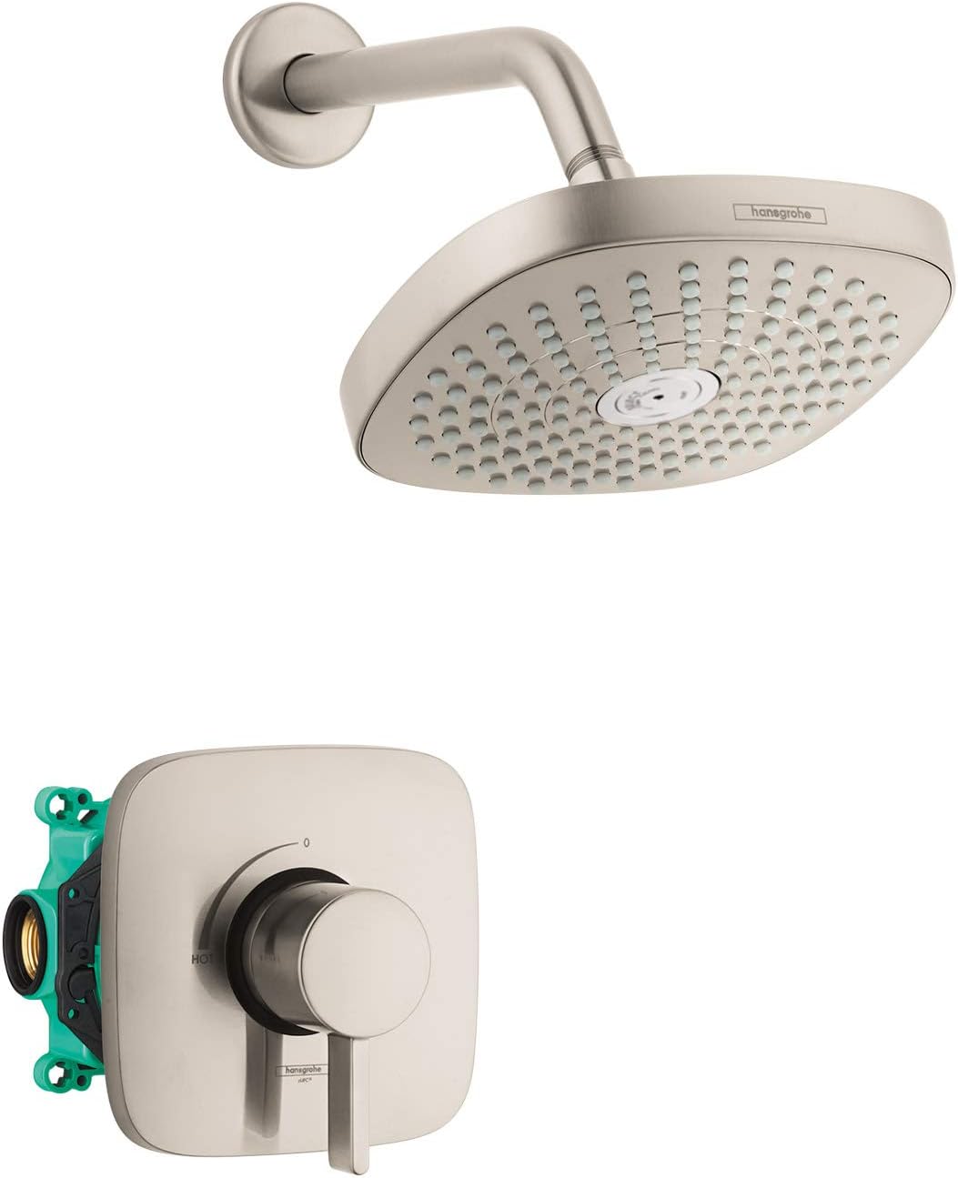Brushed Nickel 2-Spray Shower System with Rough and Shower Valve Included R22963