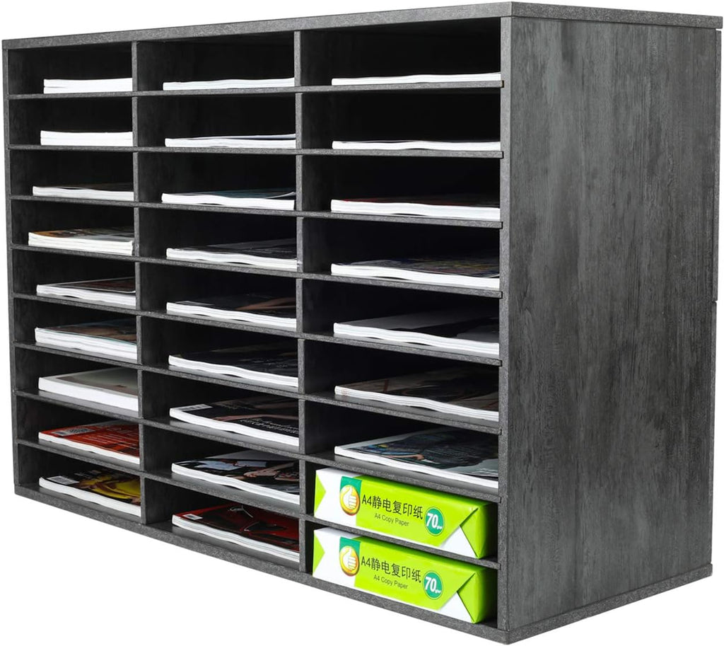 Brown Wood Desktop Literature Organizer, 27 Compartments H15726