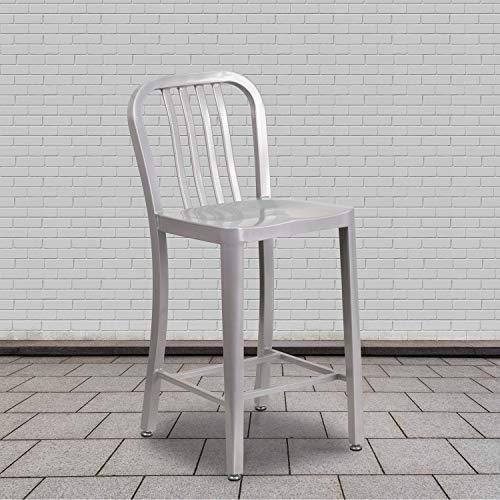 2 Pack Silver Metal Counter Height Stool X501479