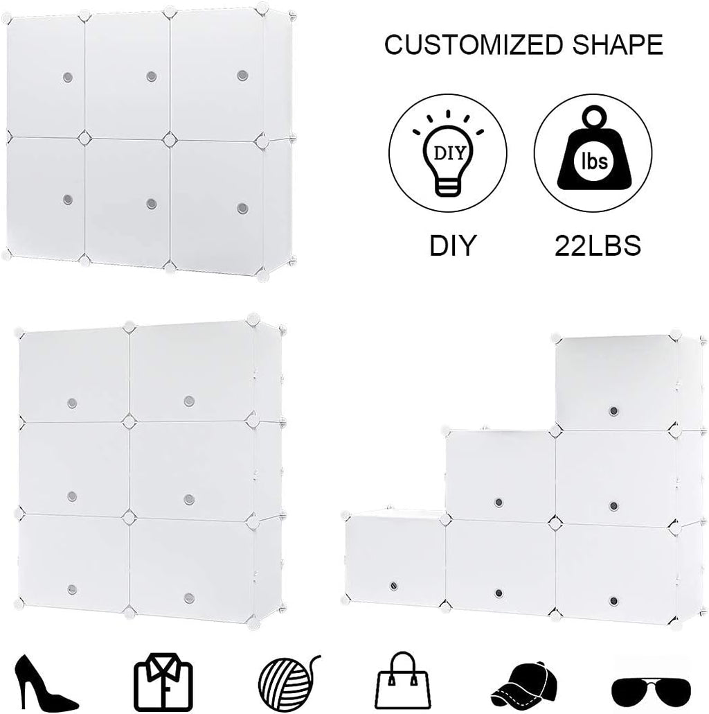 White 72 Pair Plastic Shoe Rack with Doors E775