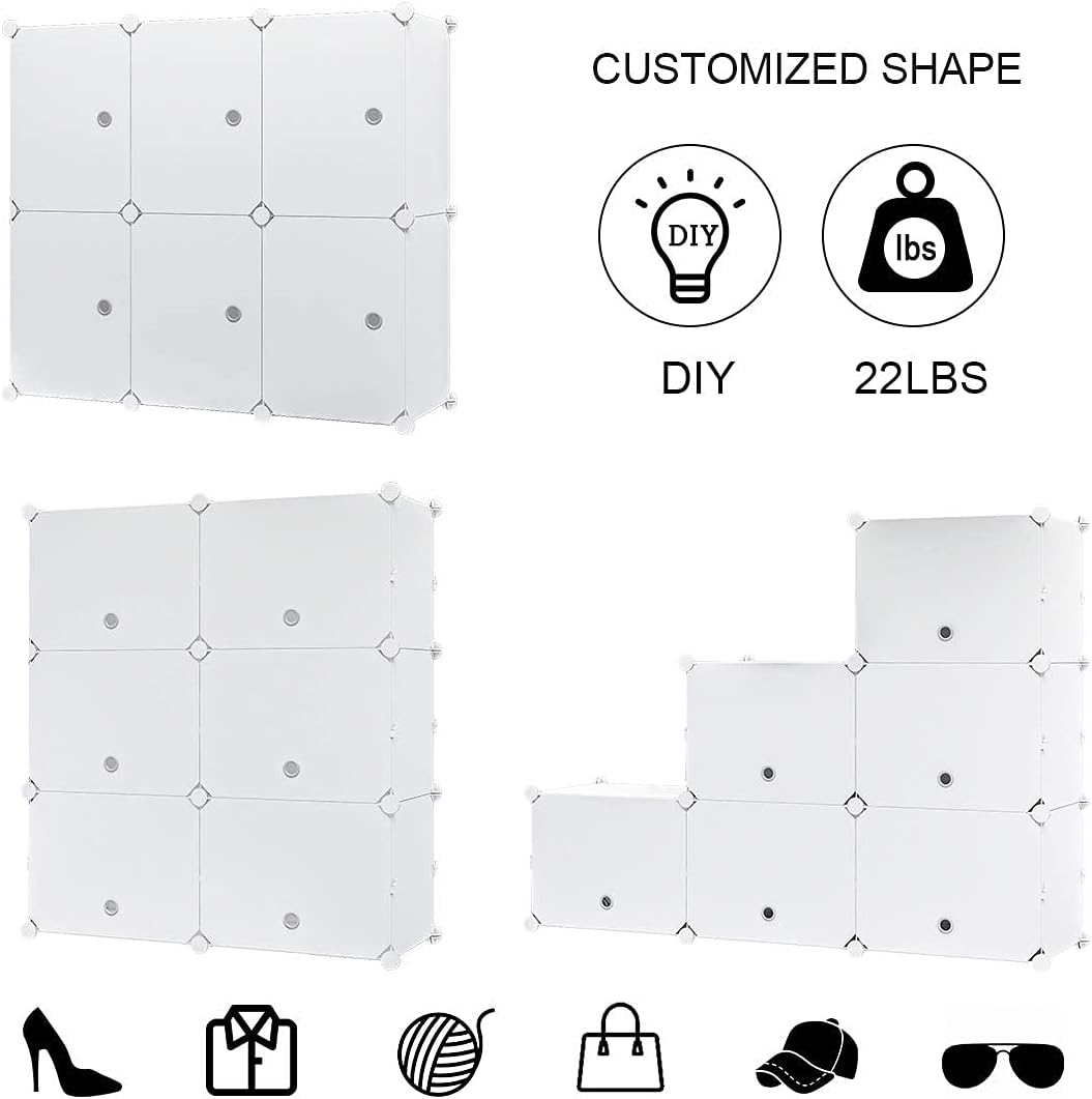 White 72 Pair Plastic Shoe Rack with Doors E775