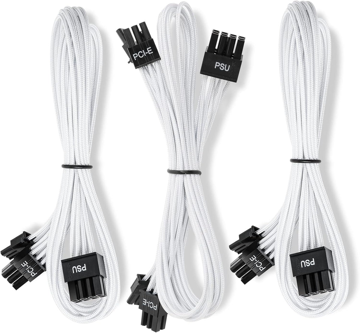 White Modular PSU Sleeved Cable Set, Extension Cable PC Kit, Pack of 2 A705127
