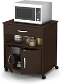 Pure Black Microwave Cart on Wheels F77596