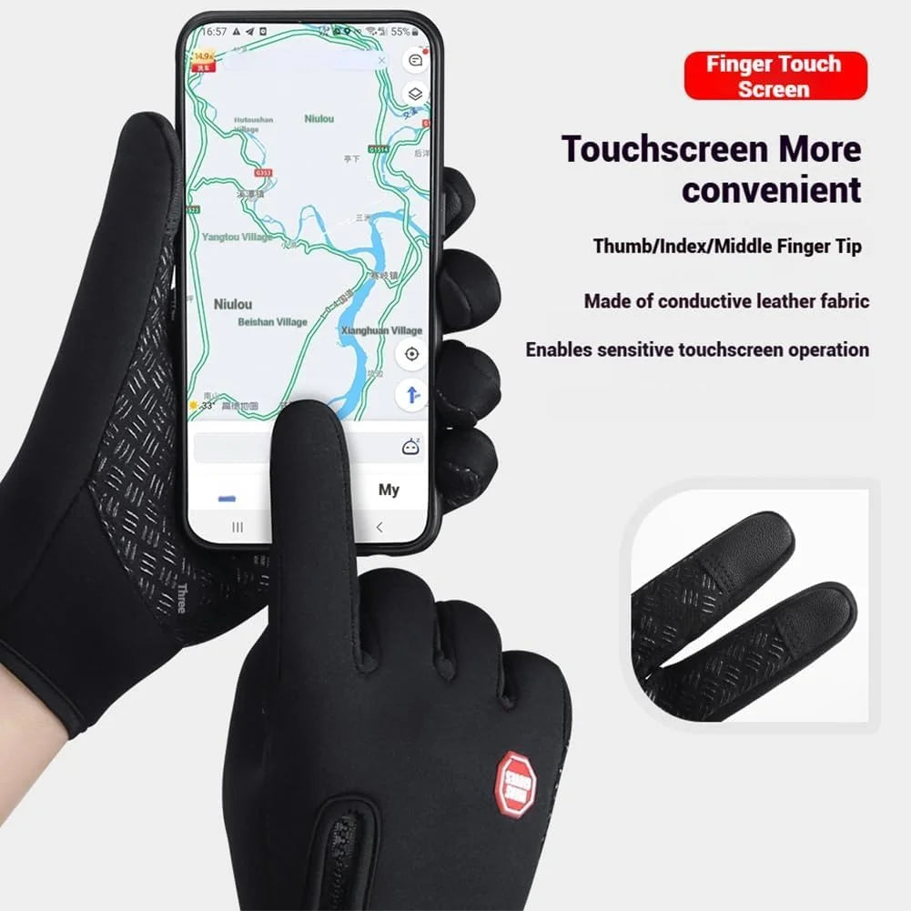 Waterproof Windproof Thermal Touchscreen Gloves with Non-Slip Grip O701427