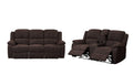 Brown Chenille Sofa and Loveseat with Console B7109