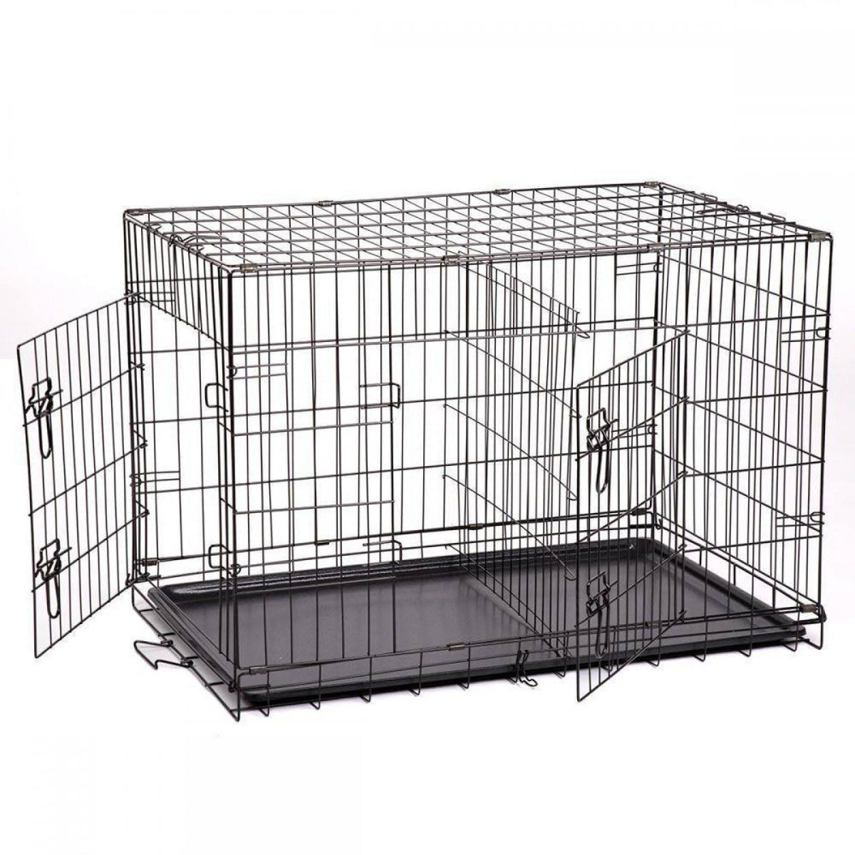 Extra Large 48x22 Folding Dog Cage Crate Kennel with Plastic Pan Black V902669