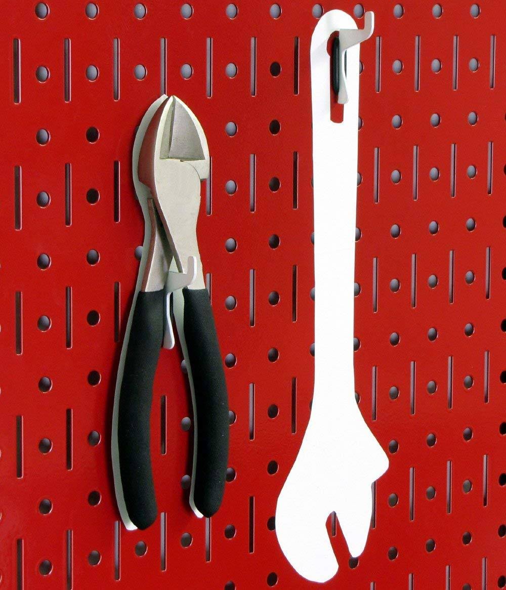 Red Metal Pegboard Tool Storage Kit with Blue Accessories D229321