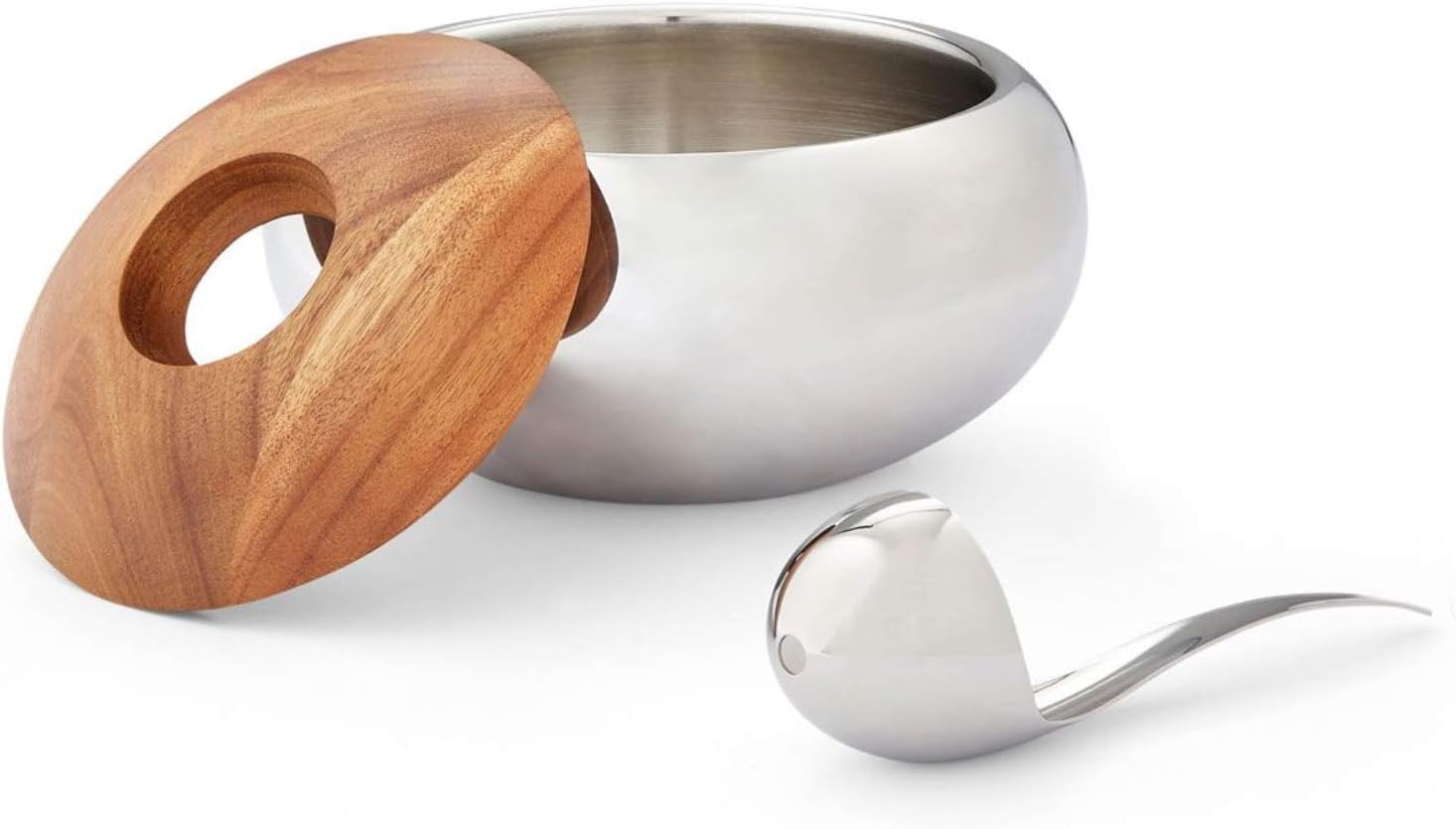 Acacia Wood and Stainless Steel Ice Bucket N58232