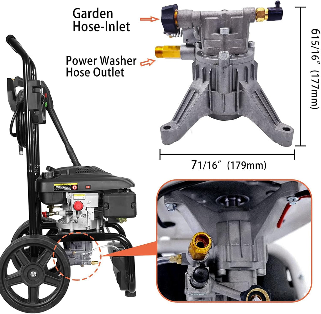 Vertical Pressure Washer Pump, 7/8'' Shaft, 2400-2800PSI F174