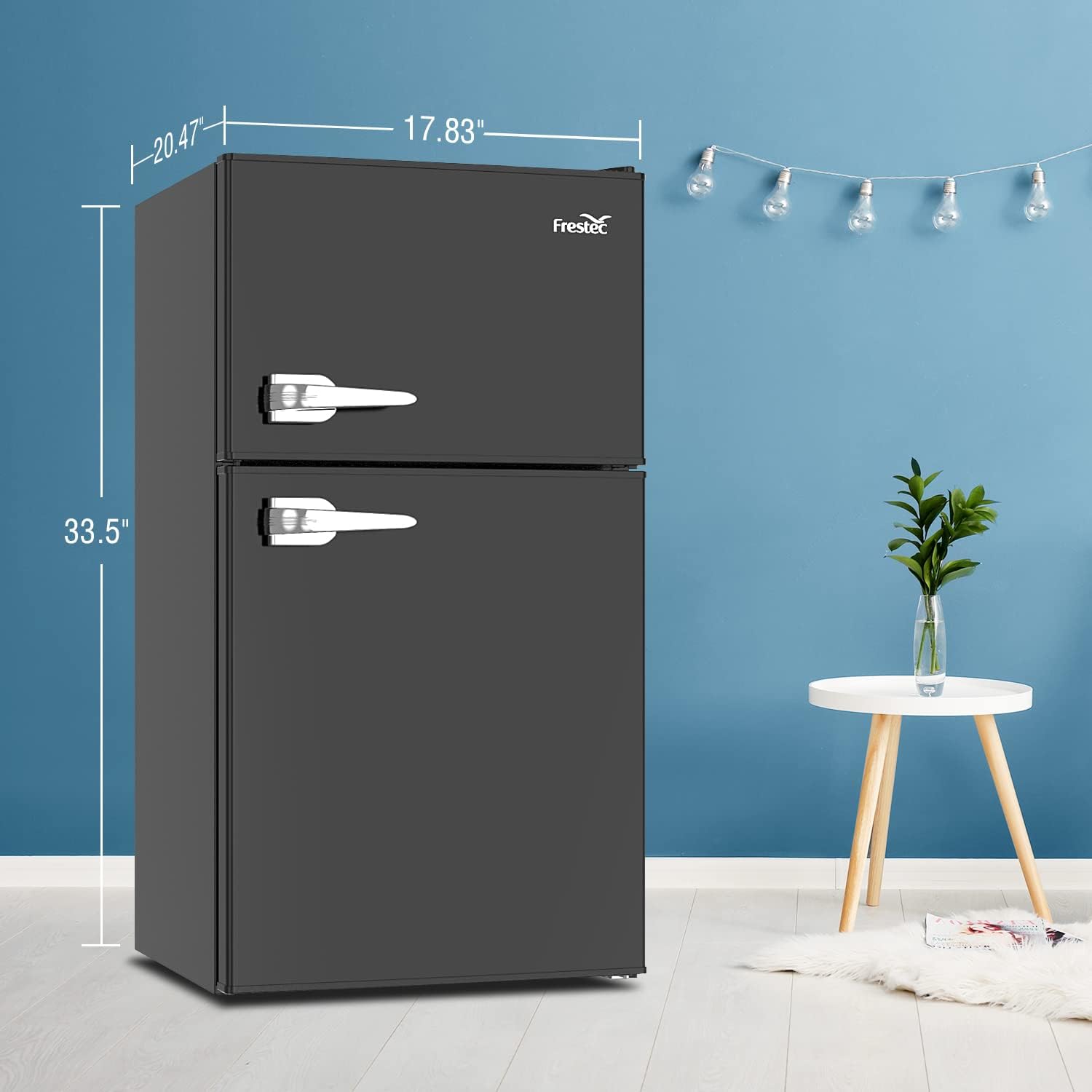 3.2 Cu.Ft Compact Refrigerator with 2 Doors, Mini Fridge with Freezer, Black F6097