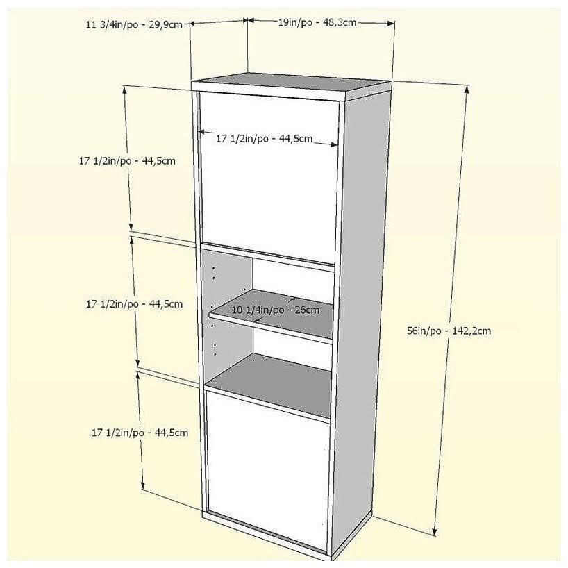 White and Walnut 2-Door Bookcase L149