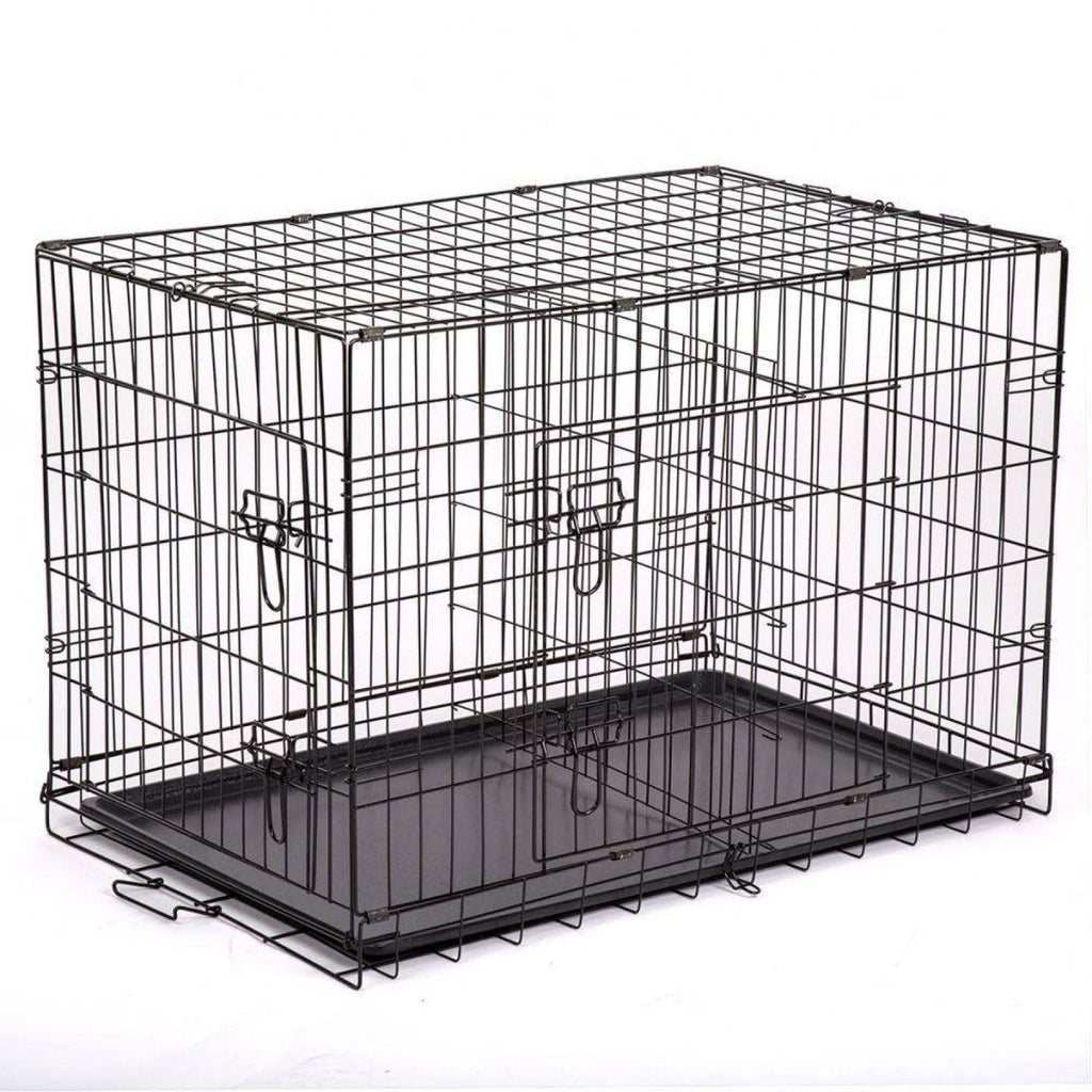Extra Large 48x22 Folding Dog Cage Crate Kennel with Plastic Pan Black V902669