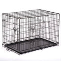 Extra Large 48x22 Folding Dog Cage Crate Kennel with Plastic Pan Black V902669