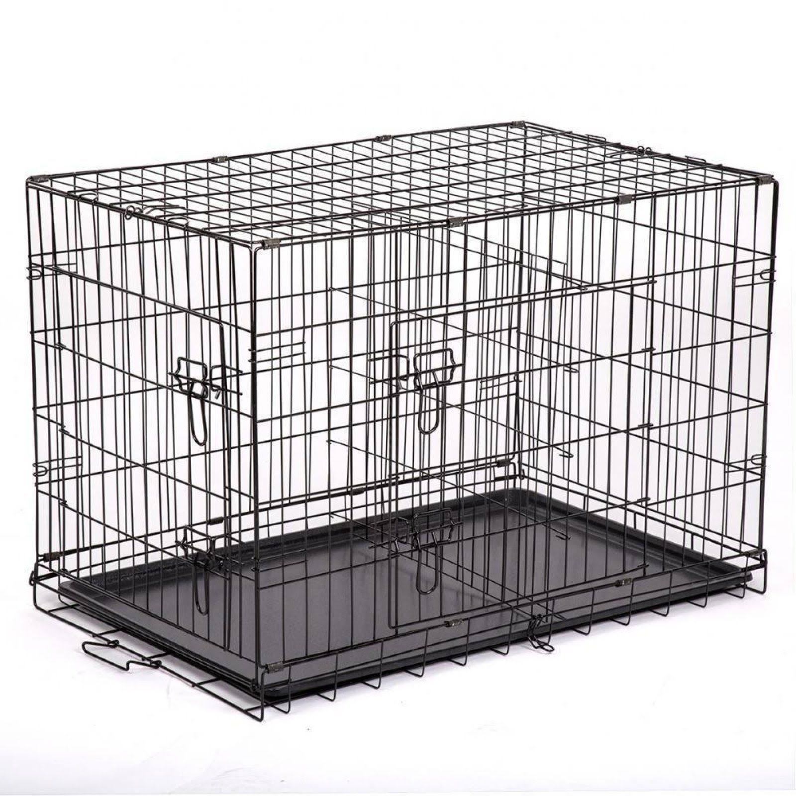 Extra Large 48x22 Folding Dog Cage Crate Kennel with Plastic Pan Black V902669