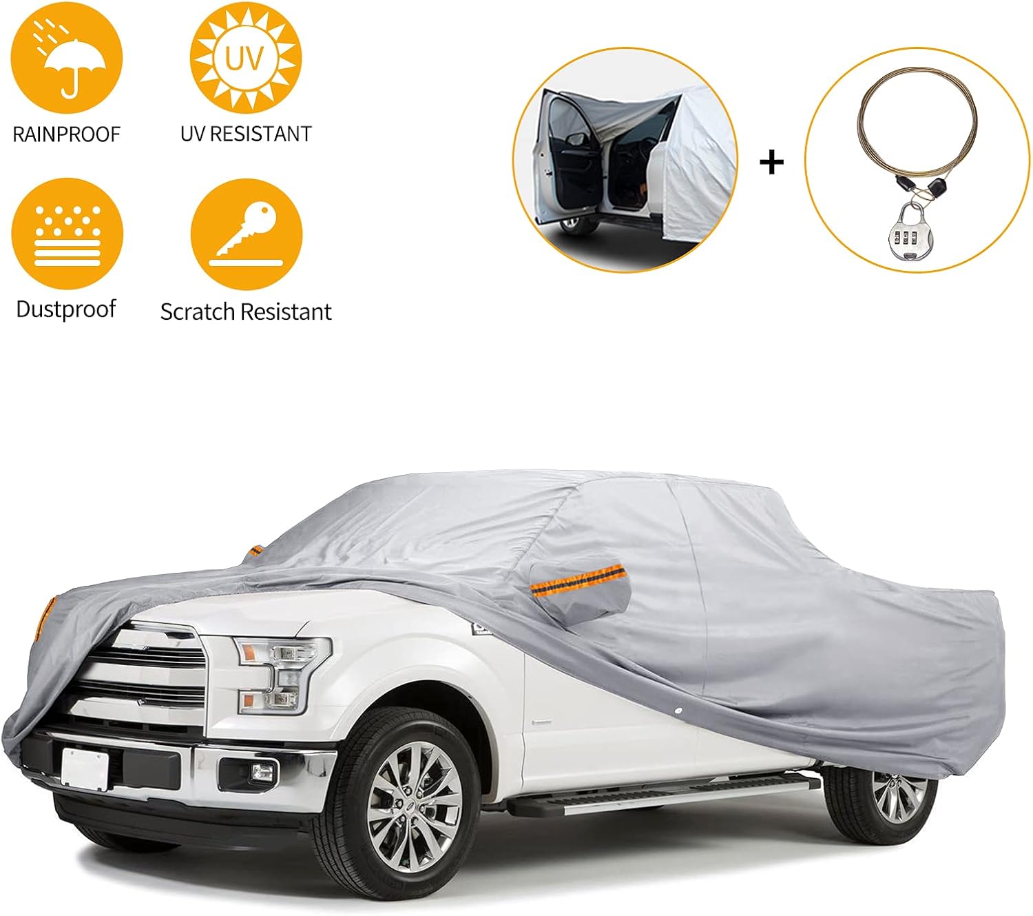 Waterproof Car Cover for Ford F150 2007-2021 Regular Cab Wheelbase 122/126 Length UP to 210" Pack of 2 L139250