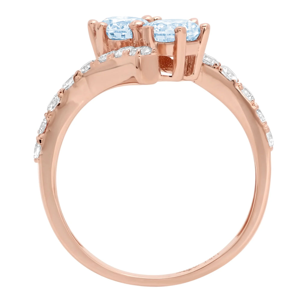 1.98ct Round Cut Blue Simulated Diamond 18k Rose Gold Ring Size 3.75 M34539