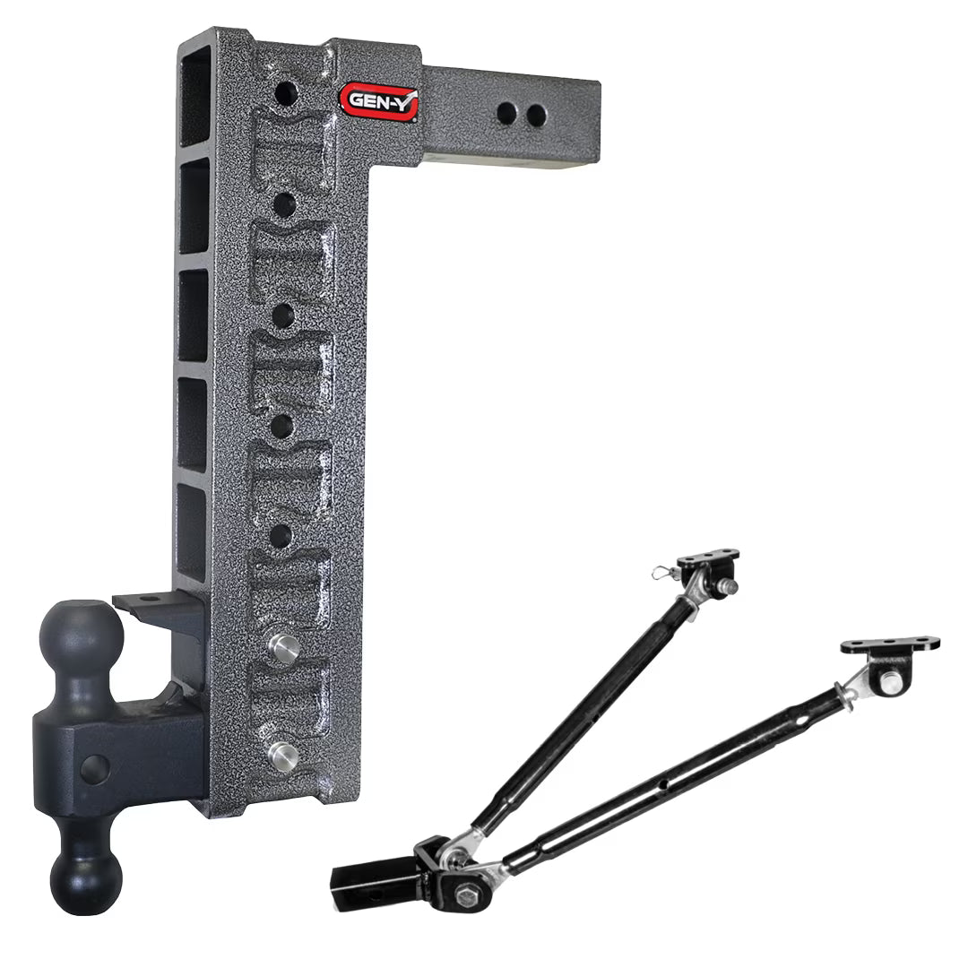 Adjustable Drop Hitch with Dual-Ball, Pintle Lock, Stabilizer Kit for 2.5" Receiver L1269
