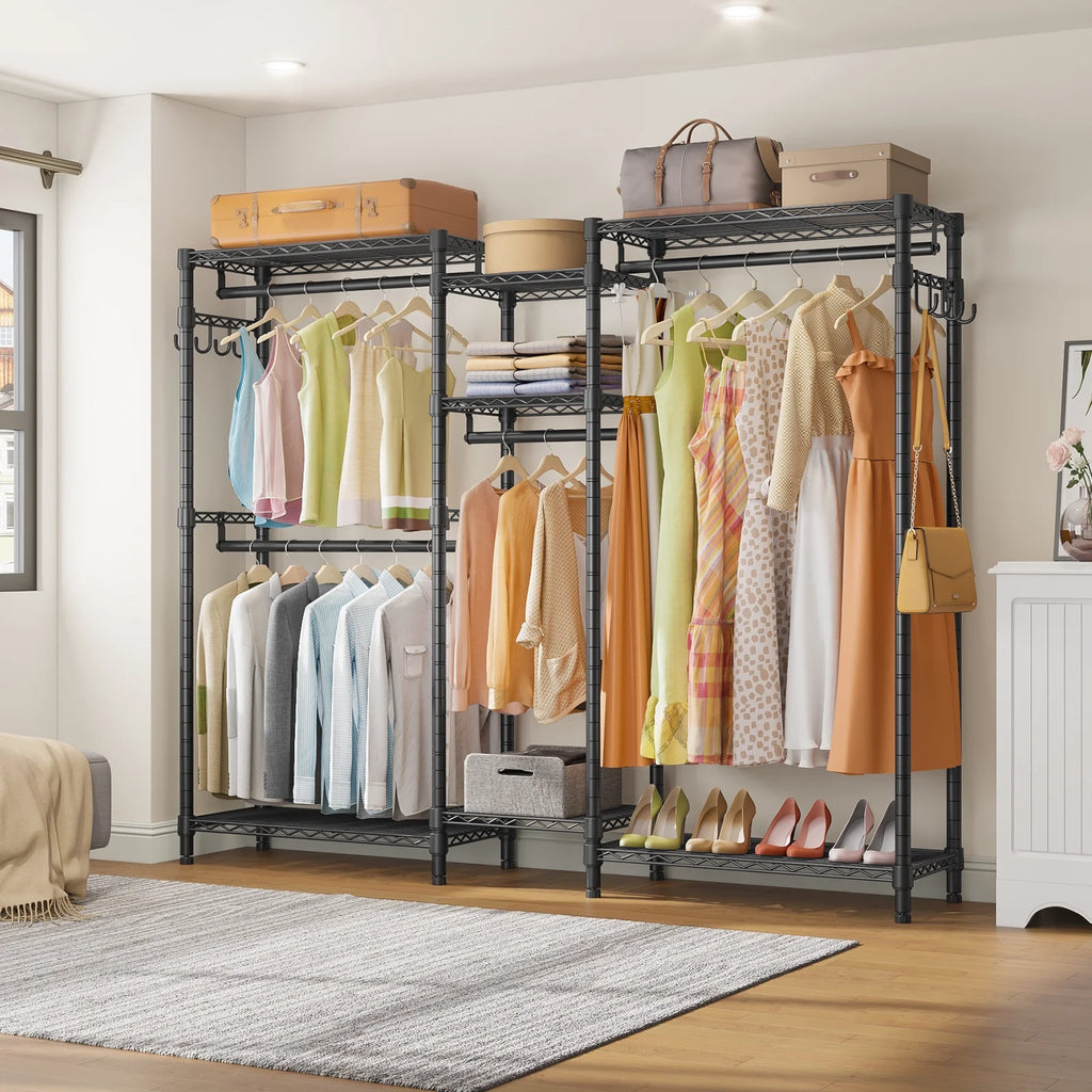 Heavy Duty Portable Clothes Rack, Max Load 800 Lbs, Black Q688
