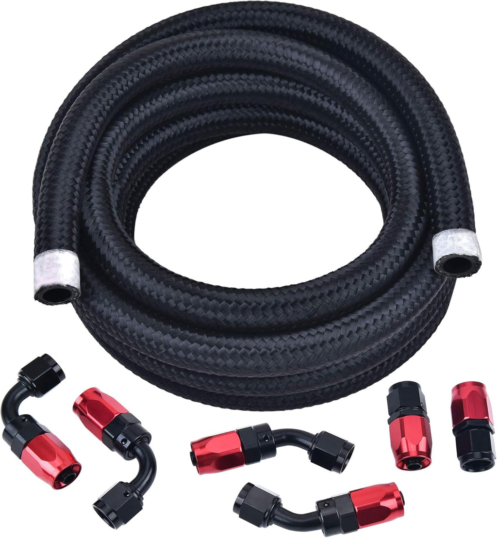 10AN Stainless Steel Braided Fuel Line Kit 10FT Silver Pack of 2 H800