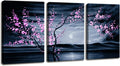 3 Pieces Purple Plum Blossom Canvas Painting Wall Art C604