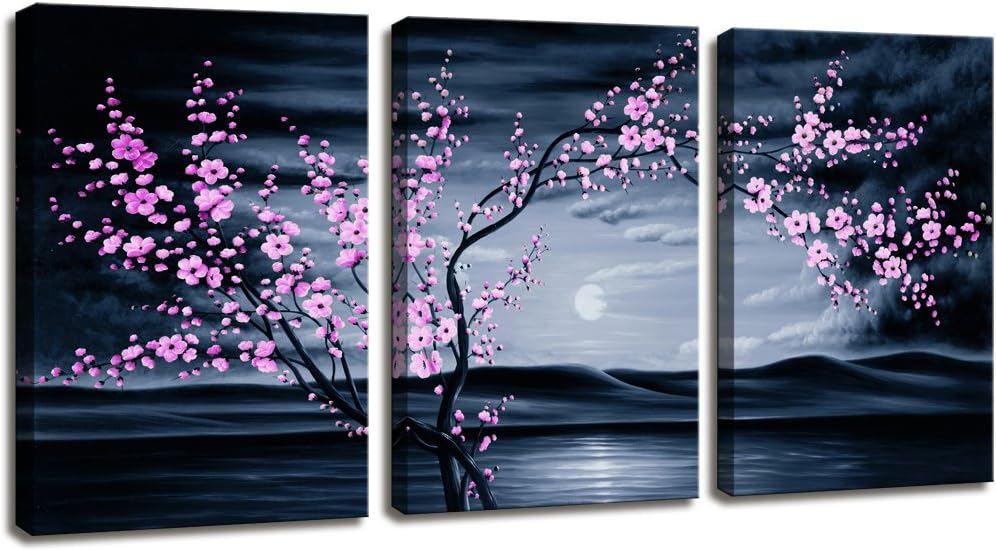 3 Pieces Purple Plum Blossom Canvas Painting Wall Art C604