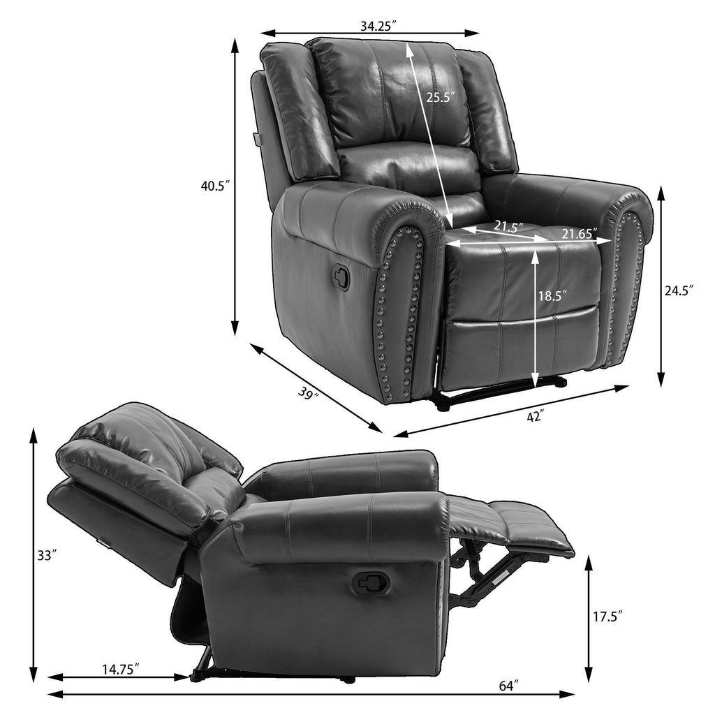 Grey Microfiber Manual Standard Recliner X4230