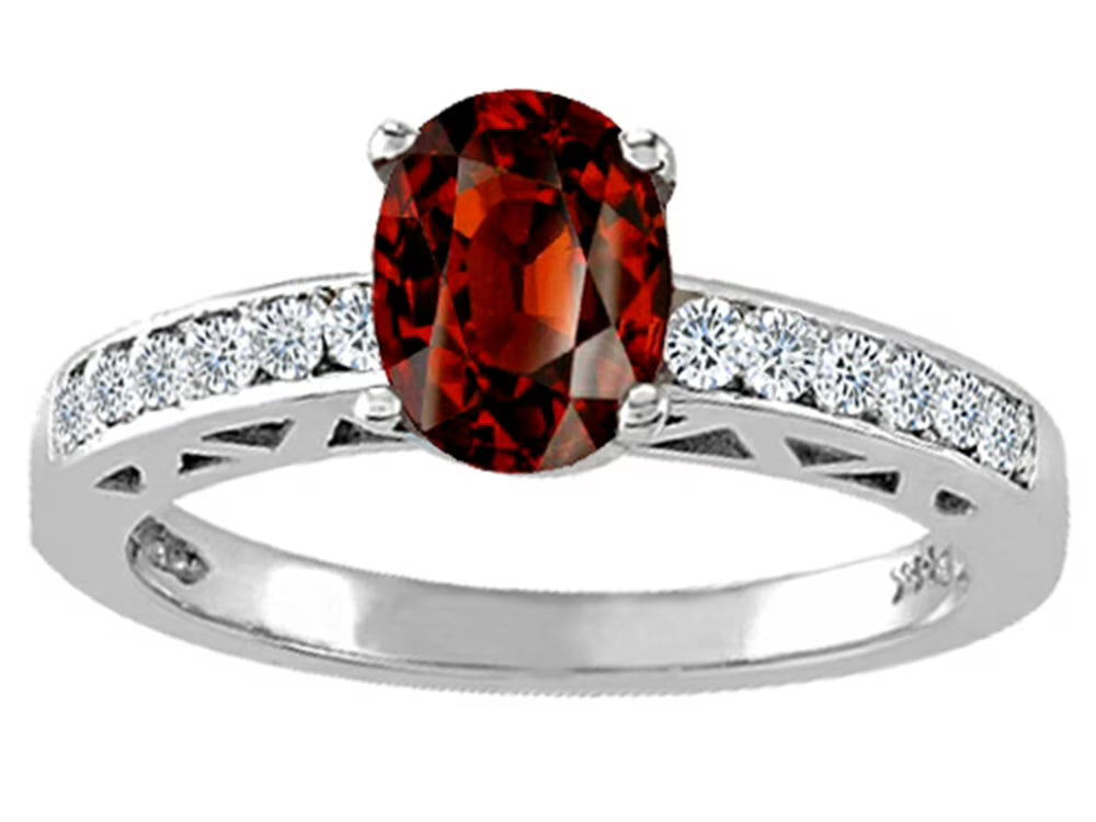 Oval Genuine Garnet Solitaire Engagement Ring E4435