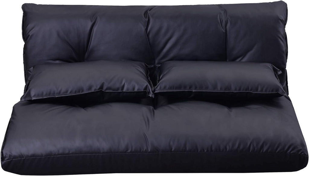 Adjustable Floor Sofa Bed with 2 Pillows, 5 Reclining Position, Black G36901