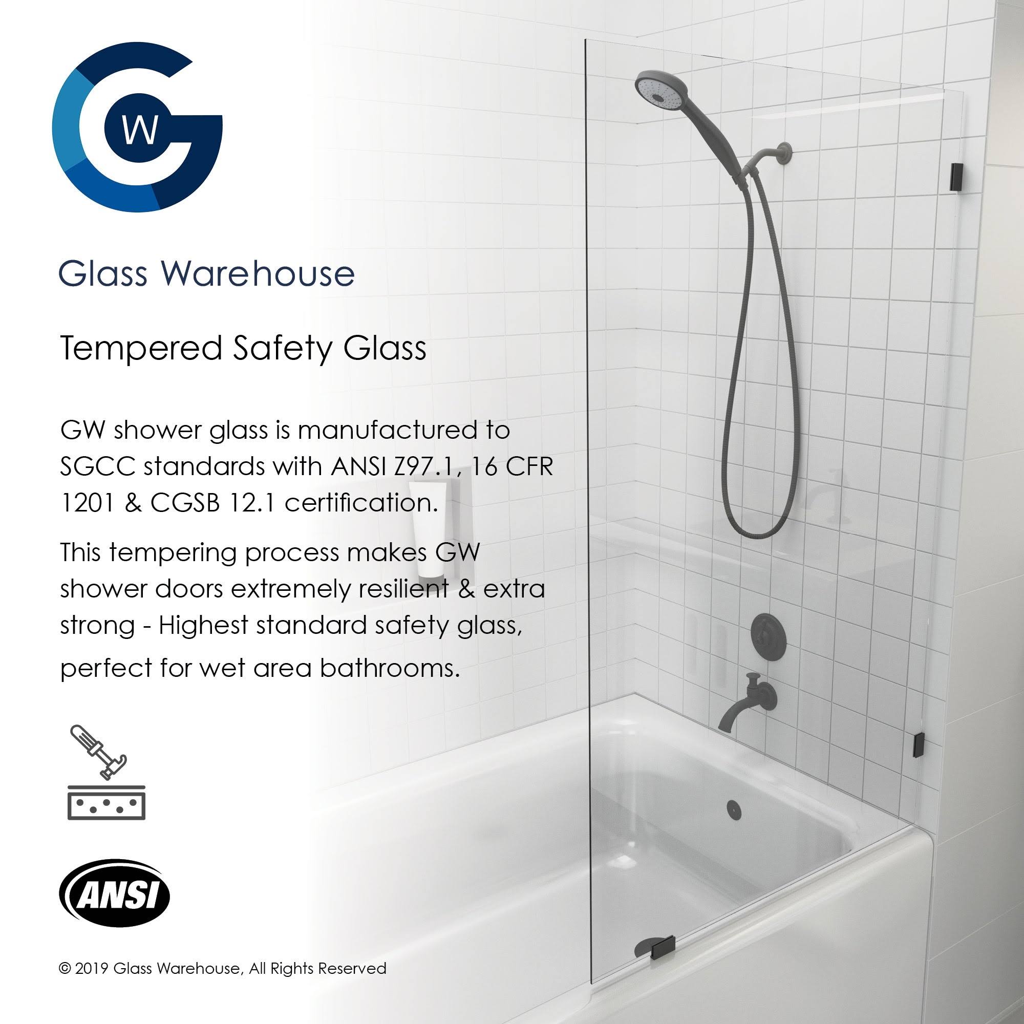 Frameless Shower Bath Fixed Panel E133301