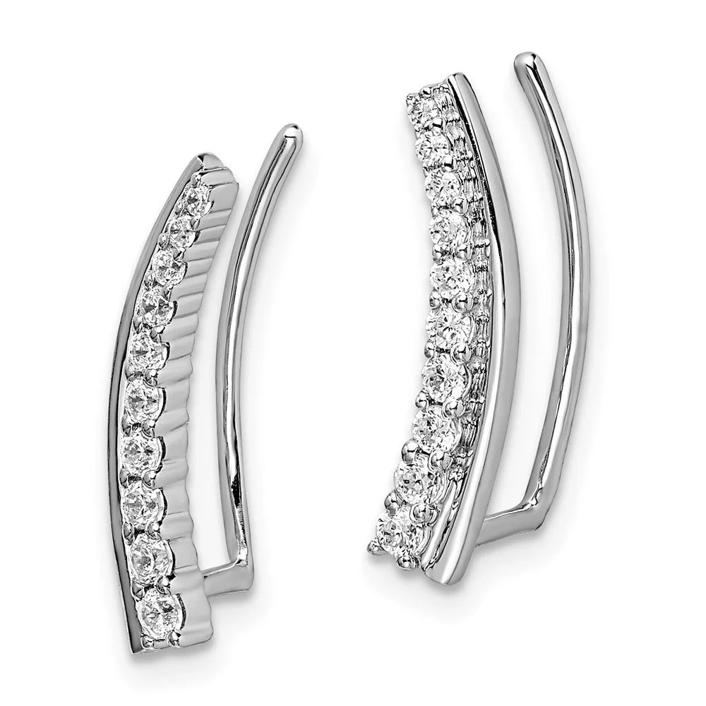 14k White Gold Lab Grown Diamond Ear Climber Earrings Z2013