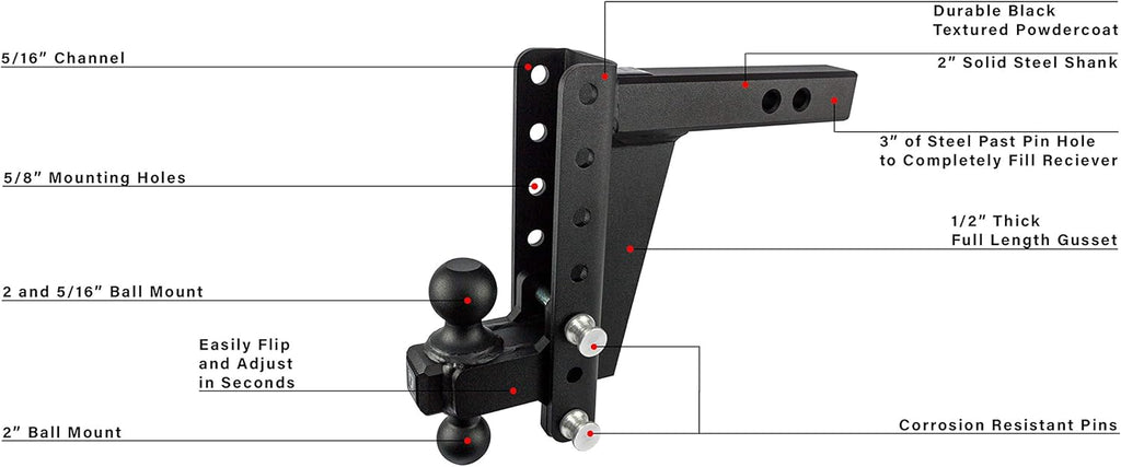 2.0" Adjustable Heavy Duty Trailer Hitch with Dual Ball K2068