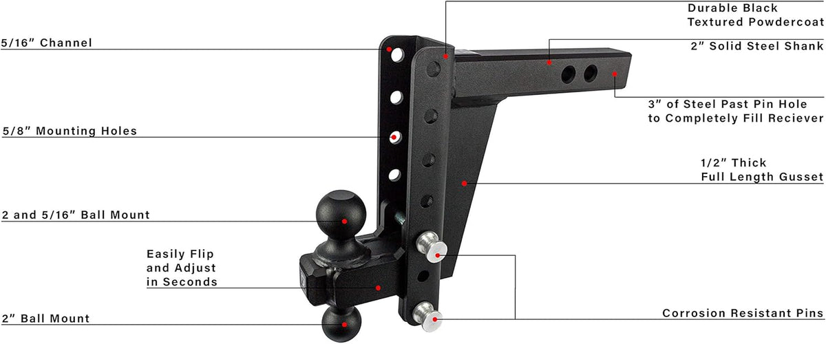 2.0" Adjustable Heavy Duty Trailer Hitch with Dual Ball K2068