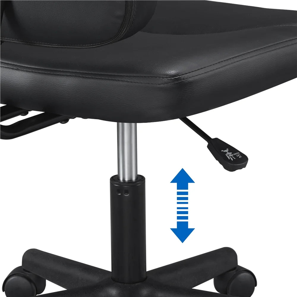 Black Faux Leather Adjustable Armless Office Chair K5170