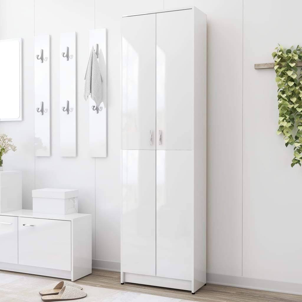 High Gloss White Hallway Wardrobe Chipboard X562932