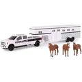 White F-350 Pickup Truck with Horse Trailer and Horses (1:32 Scale) T259018