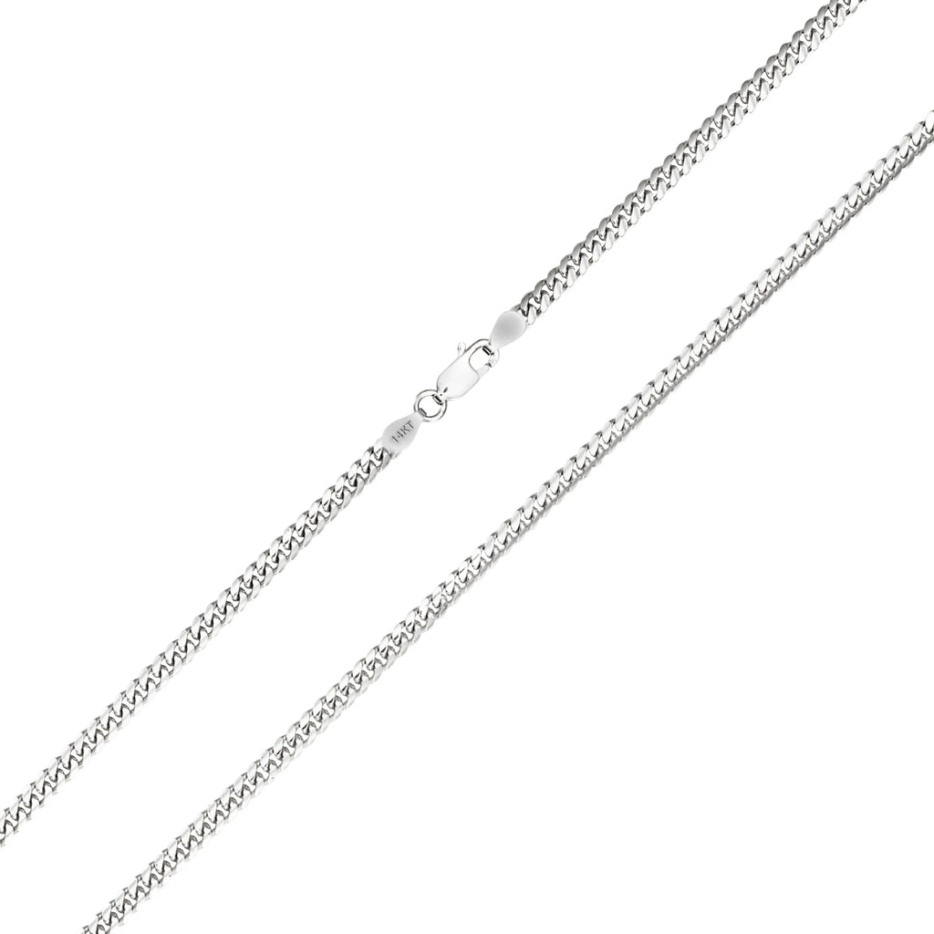 14k White Gold Solid Miami Cuban Link Chain Pendant Necklace 16" - 30" A588688