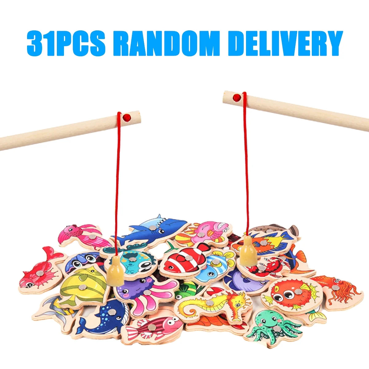 Wooden Magnetic Fishing Game Toys Set with Fish Rod H815