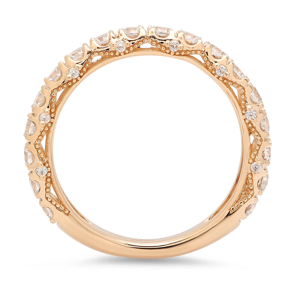 18K Yellow Gold Eternity Engagement Ring with Genuine Cultured Diamond X96621