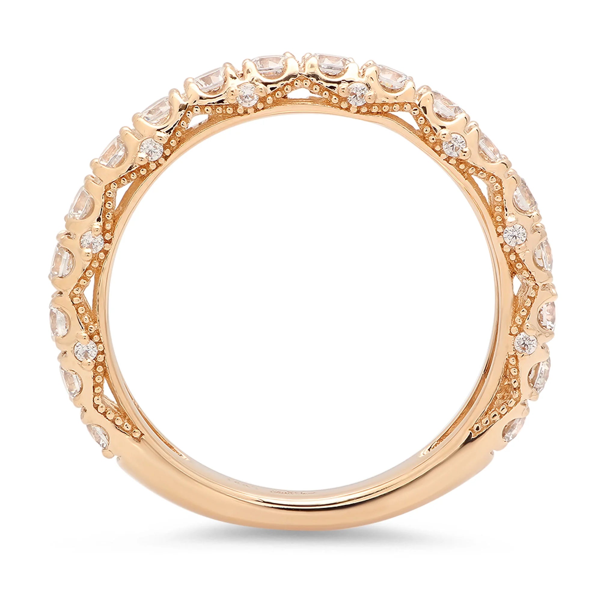 18K Yellow Gold Eternity Engagement Ring with Genuine Cultured Diamond X96621