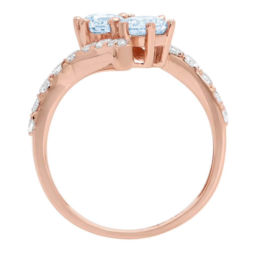 1.98ct Round Cut Blue Simulated Diamond 18k Rose Gold Ring Size 3.75 M34539