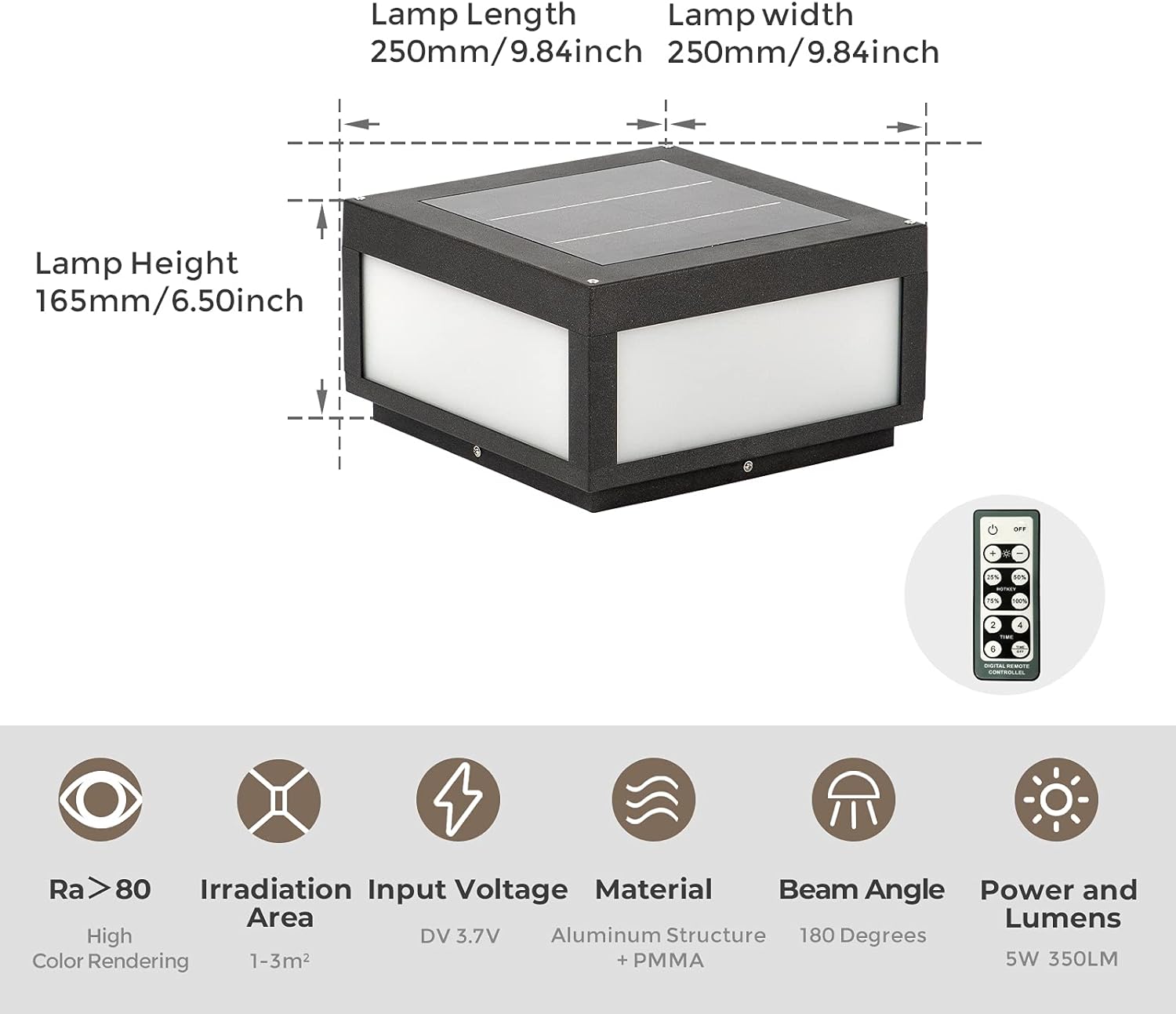 Outdoor Post Light LED Deck Cap Light with IP54 Waterproof E26 Bulb I6128